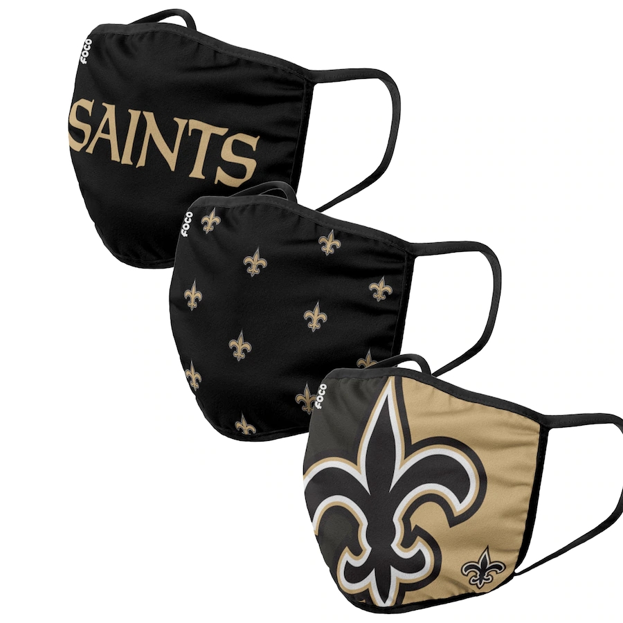  New Orleans Saints Adult Face Covering 3-PackDust mask with filter